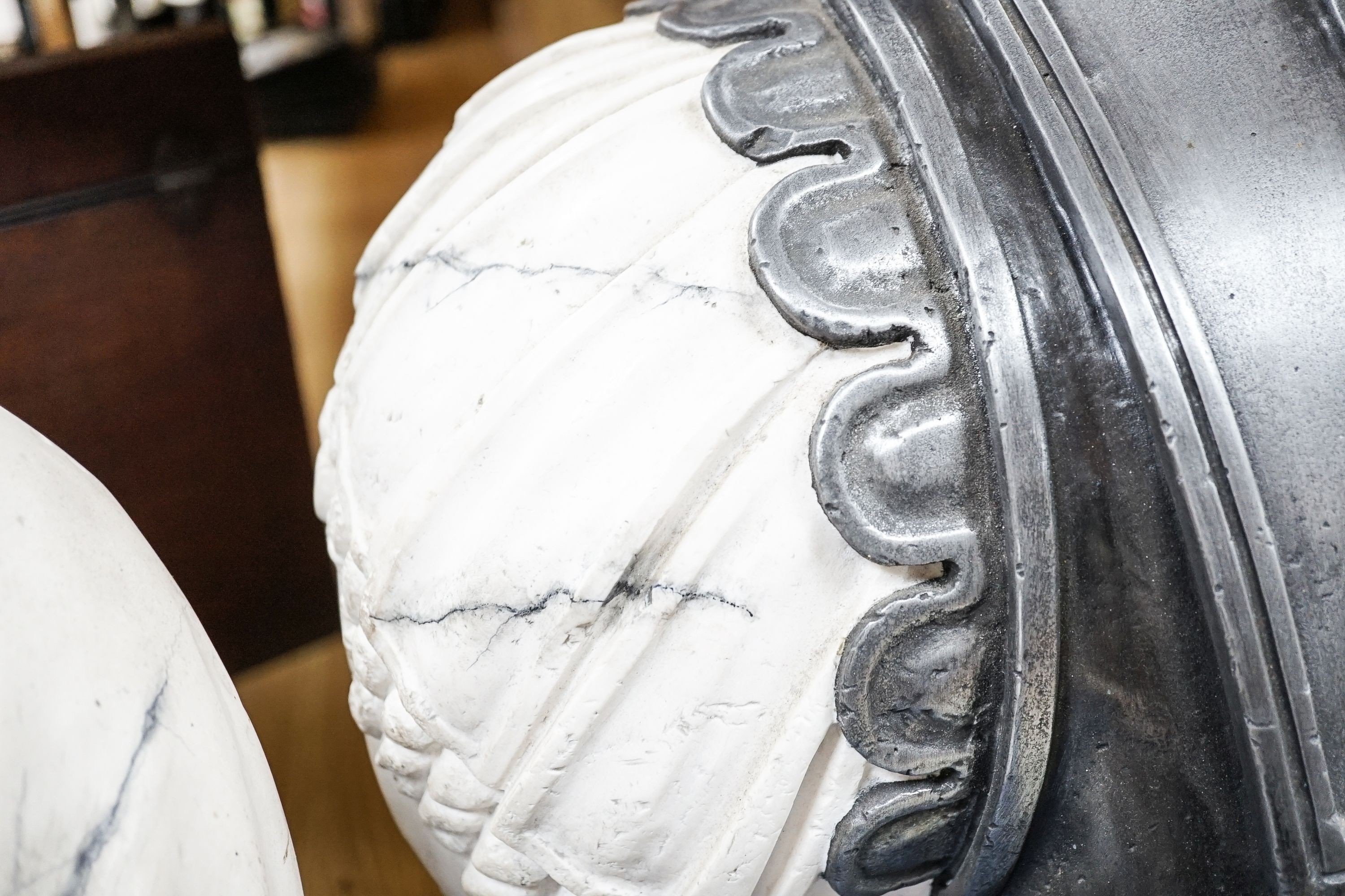 A pair of Roman style busts of Emperors, after the antique, tallest 82cm